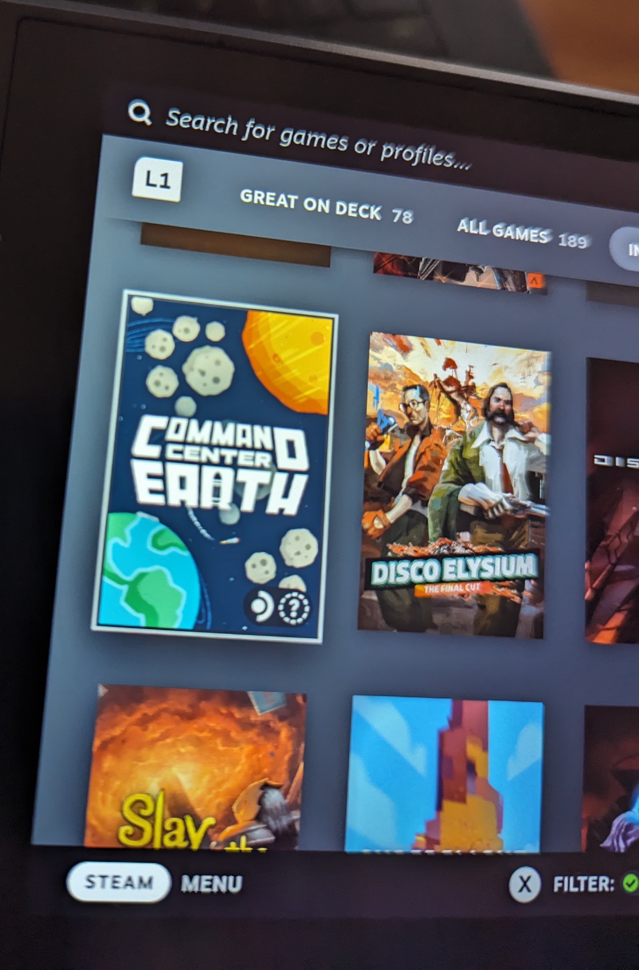 Command Center Earth icon on steam deck